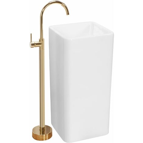 Mueble para tapar pie de lavabo Sintra acabado blanco, 64cm (alto) x 59cm  (ancho) x 45cm (