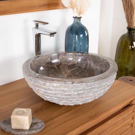 Lavabo de piedra para cuarto de baño VESUBIO gris topo 40 cm