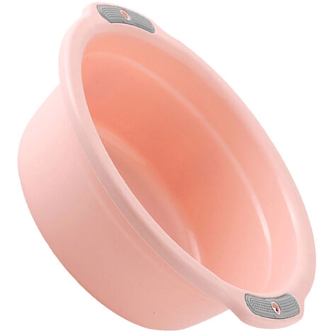 Lavabo de plástico multiusos – Lavabo con doble asa para bebés y adultos – Tamaño mediano, color rosa melocotón