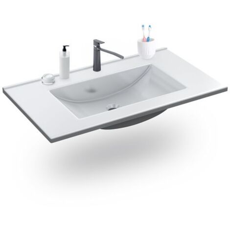 Lavabo de resina Nilo Blanco 80x45