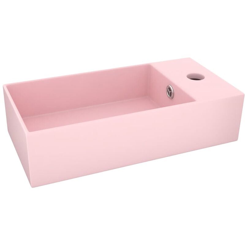 Lavabo de salle de bain avec trop-plein vasque à poser de toilette lave-mains de cuisine salle cosmétique maison 48 x 25 cm céramique rose