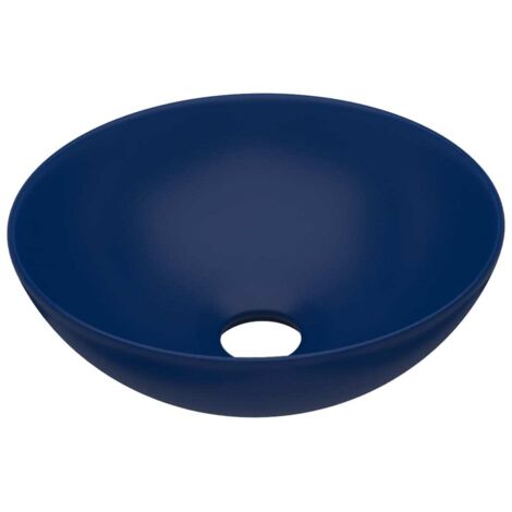 Vidaxl – Lavabo de salle de bain rond en céramique bleu foncé – Dimensions 280 x 100 mm – Installation au-dessus du comptoir – Surface mate facile à nettoyer