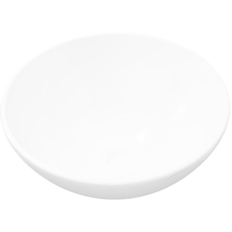 Inlife Lavabo de salle de bain Céramique Rond Blanc