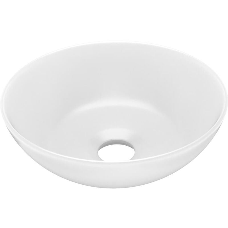 Lavabo de salle de bain rond vasque à poser de toilette lave-mains de cuisine salle cosmétique maison intérieur diamètre 28 cm céramique blanc mat
