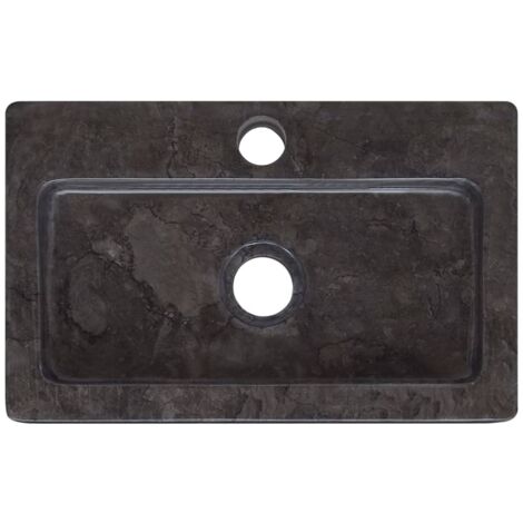 Lavabo de salle d'eau vasque à poser de toilette lave-mains de salle de bain lavabo de salle d'eau maison intérieur 38 x 24 cm marbre noir
