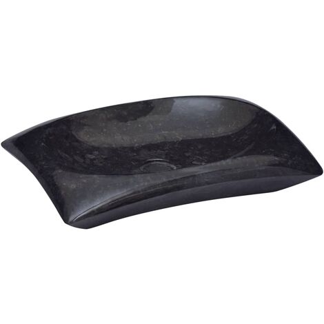 Lavabo de salle d'eau vasque à poser de toilette lave-mains de salle de bain lavabo de salle d'eau maison intérieur 50 x 35 cm marbre noir