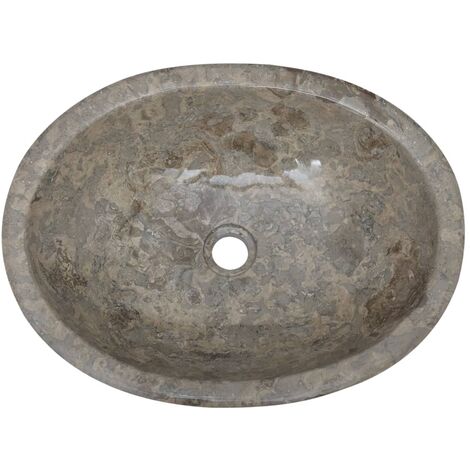 Lavabo de salle d'eau vasque à poser de toilette lave-mains de salle de bain lavabo de salle d'eau maison intérieur 53 x 40 cm marbre gris