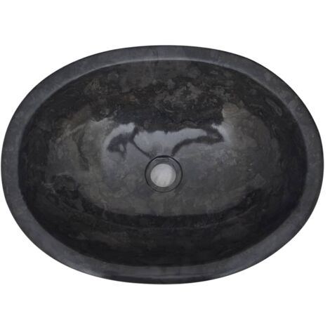Lavabo de salle d'eau vasque à poser de toilette lave-mains de salle de bain lavabo de salle d'eau maison intérieur 53 x 40 cm marbre noir
