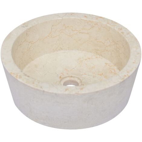 Lavabo de salle d'eau vasque à poser de toilette lave-mains de salle de bain lavabo de salle d'eau maison intérieur diamètre 40x15 cm marbre crème