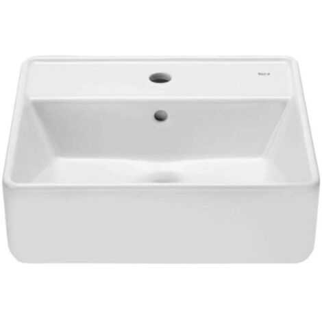 Lavabo de sobre encimera con orificio para grifería SQUARE THE GAP - ROCA Medidas: 420x390x130 mm