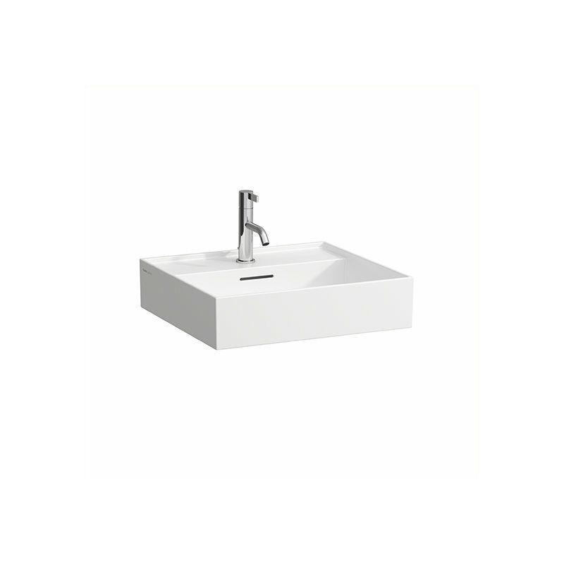 

Lavabo de sobre encimera Kartell sin agujero para grifo, con rebosadero, de pared, 500x460, color: Nieve (blanco mate) - H8163327571091 - Laufen