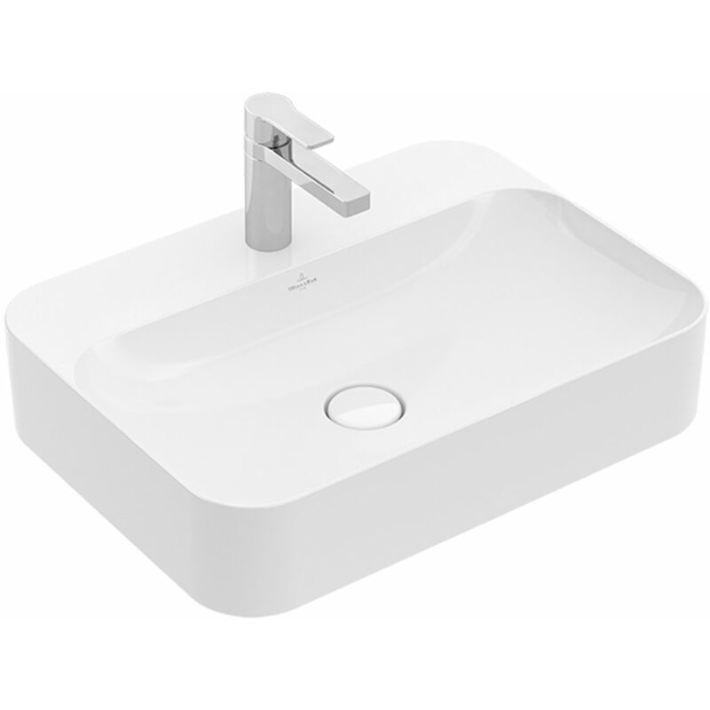 

Lavabo de sobre encimera Villeroy und Boch Finion 414264 600x445mm, rebosadero oculto, 1 agujero para grifo, color: Blanco Piedra, Cerámica Plus