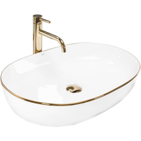 LAVABO de SOBREMESA REA CLEO BLANCO ORO EDGE
