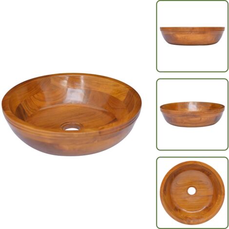 Lavabo de teca Φ40x10 cm - vidaXL Lavabo de madera maciza de teca Φ40x10 cm -