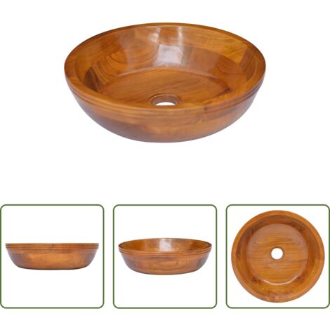 Lavabo de teca -  Lavabo de madera maciza de teca Φ40x10 cm