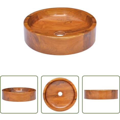 Lavabo de teca -  Lavabo de madera maciza de teca Φ40x10 cm