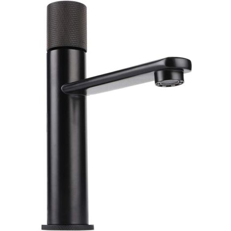 Lavabo de toilette de salle de bains, robinet entièrement en cuivre chaud et froid, Robinet de lavabo, robinet de lavabo de salle de bain - Noir