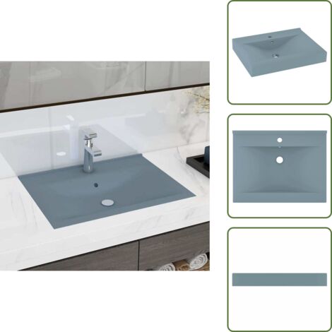 Lavabo de trabajo - vidaXL Lavabo de lujo con grifo cerámica 60x46 cm azul claro - Lavabo empotrado
