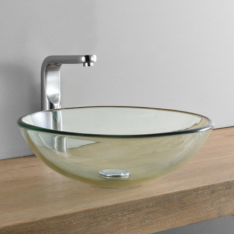 [neu.haus] - Lavabo de verre trempé rond [Ø42cm] Vasque voile