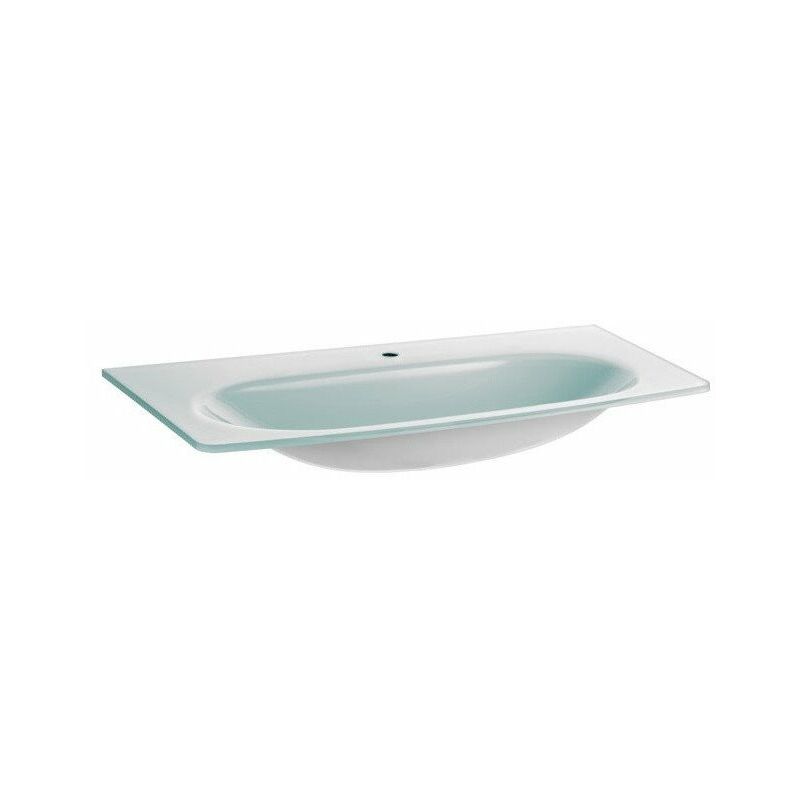 

Keuco - Lavabo de vidrio ELEGANCE 1300 x 130 x 150 mm, pintado de blanco, apto para grifería de 1 orificio