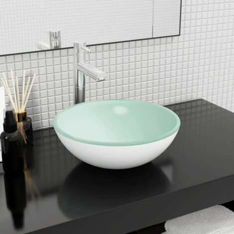 Lavabo de vidrio templado blanco 35x12 cm vidaXL
