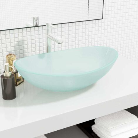 Lavabo de vidrio templado esmerilado 54,5x35x15,5 cm vidaXL