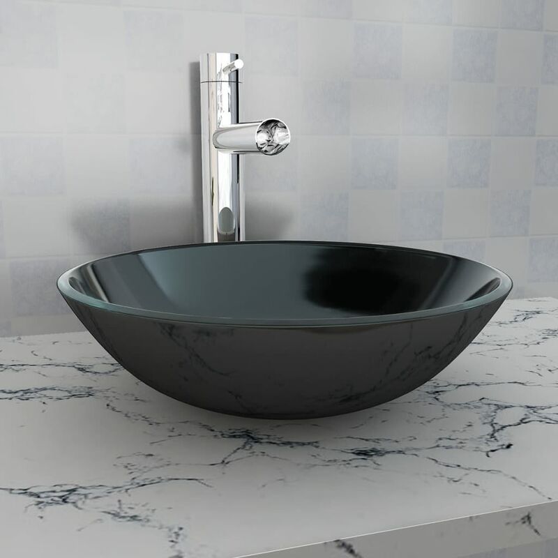 

Lavabo de vidrio templado negro 42 cm - Negro