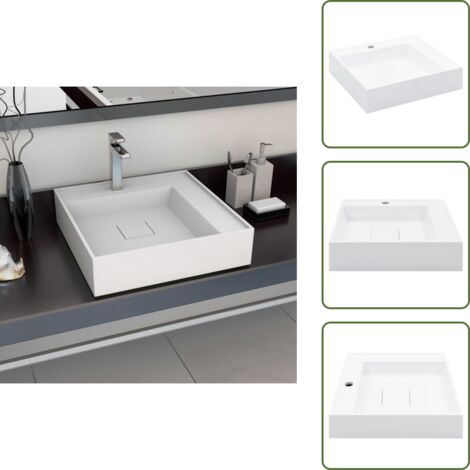 Lavabo decorativo - vidaXL Lavabo 50x50x12,3 cm resina mineral/mármol blanco - Lavabo colgante