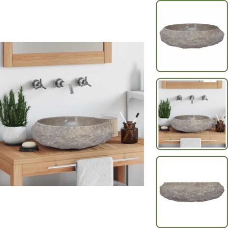 Lavabo decorativo - vidaXL Lavandino Grigio Ø40x12 cm in Marmo - Lavabo rustico