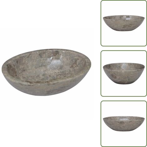 Lavabo decorativo - vidaXL Lavandino Grigio 53x40x15 cm in Marmo - Lavabo moderno