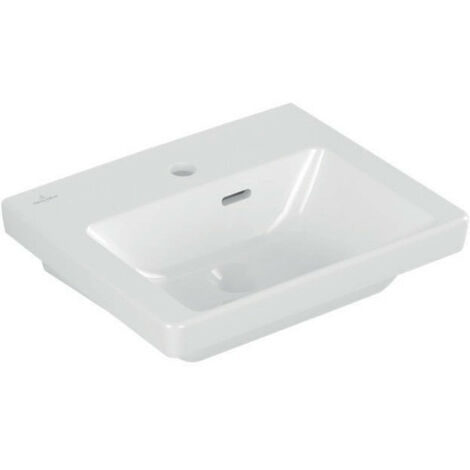 Lavabo del baño V&B Subway 3.0 450x370 mm Fregadero con desbordamiento con agujero para grifos blancos