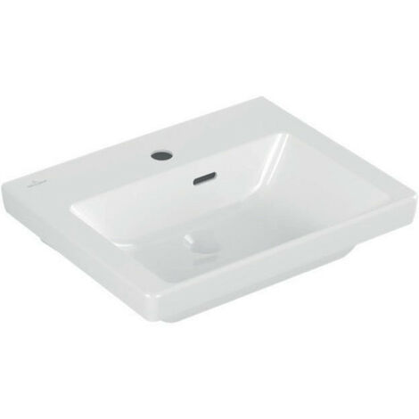 Lavabo del baño V&B Subway 3,500x400 mm fregadero con desbordamiento con agujero para grifos blancos