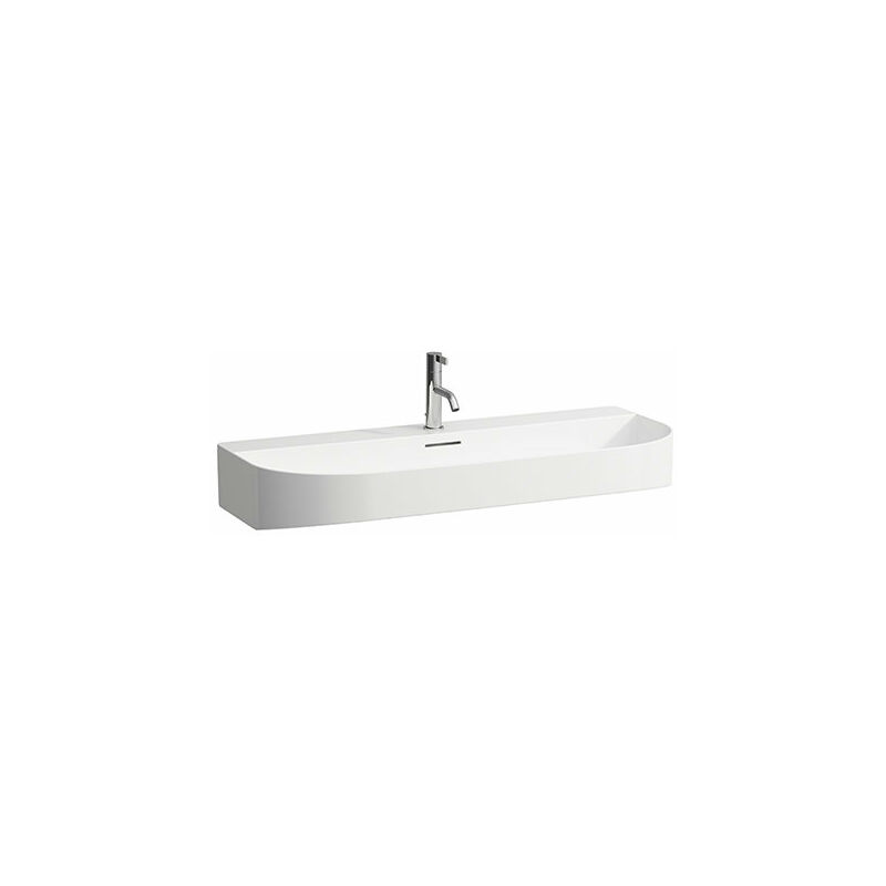 

Lavabo del Sonar de funcionamiento bajo el montaje, 3 agujeros para grifos, con desbordamiento, 1000x420mm, color: Nieve (blanco mate)