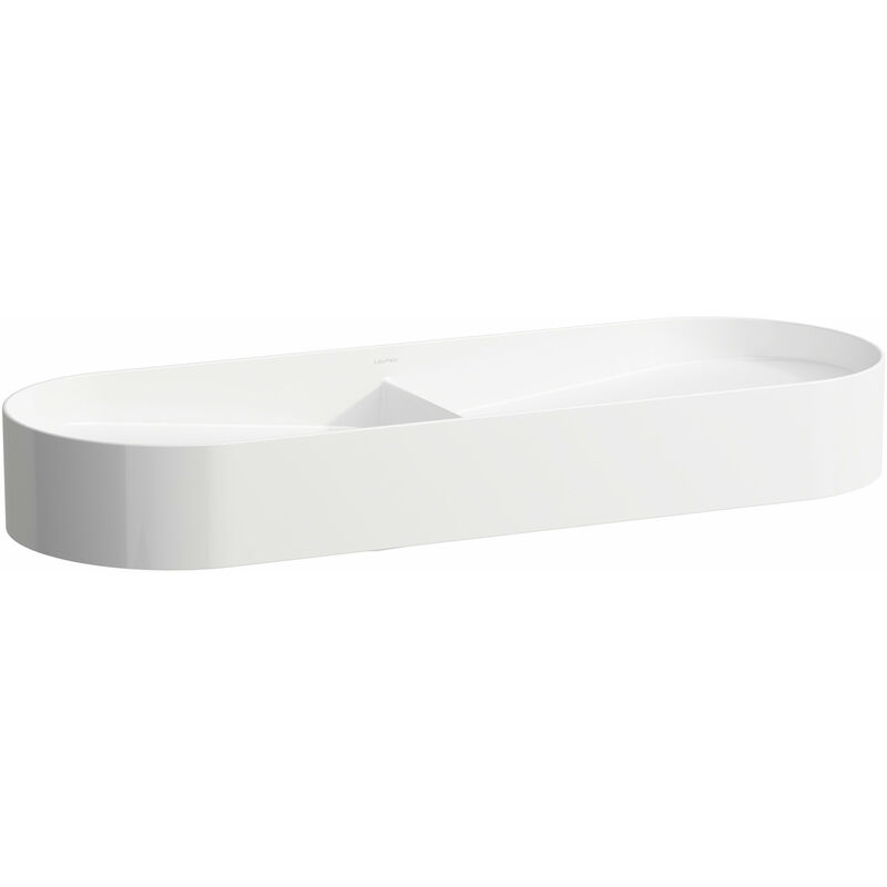 

Lavabo doble con sonar de funcionamiento, sin agujero para grifo, sin rebosadero, 1000x370mm, incl. tapa cerámica para válvula de desagüe, blanco,