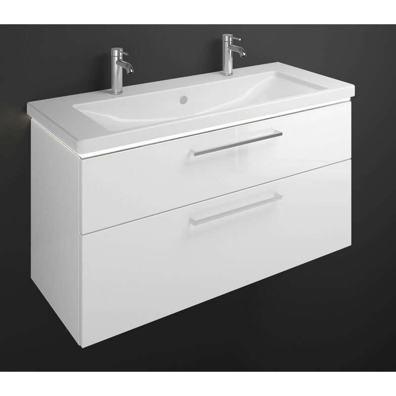 

Lavabo doble de cerámica Burgbad Eqio con mueble bajo lavabo y lavabo con LED, iluminación SEZB123, anchura 1230 mm, Color (frente/cuerpo): Blanco