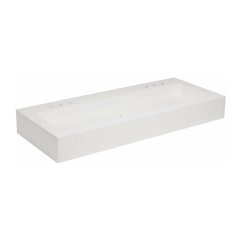 

Keuco - Lavabo doble de fundición mineral EDITION 300 1250 x 155 x 525 mm para grifería de 3 orificios blanco alpino