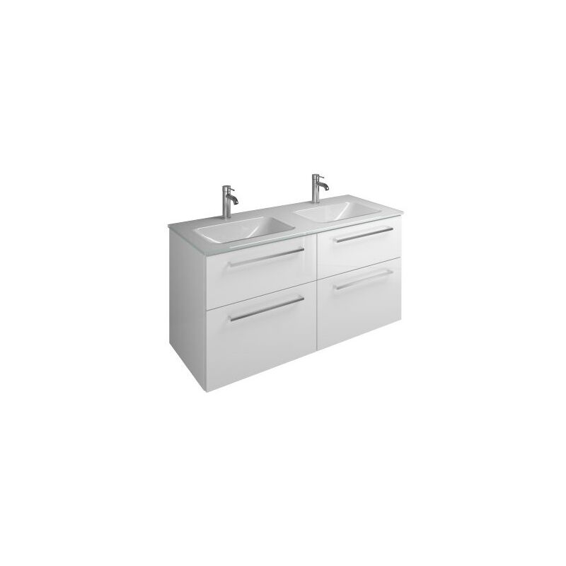 

Lavabo doble de vidrio Eqio Burgbad con lavabo SEYYY122, anchura 1220 mm, Color (frente/cuerpo): Blanco brillo intenso / Blanco brillo, mango de