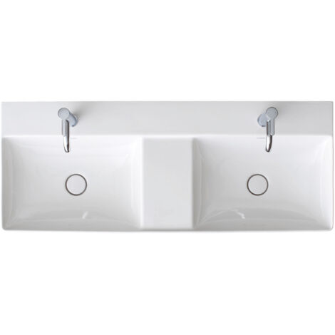 Lavabo doble DuraSquare de Duravit, 120x47cm, 2 agujeros para