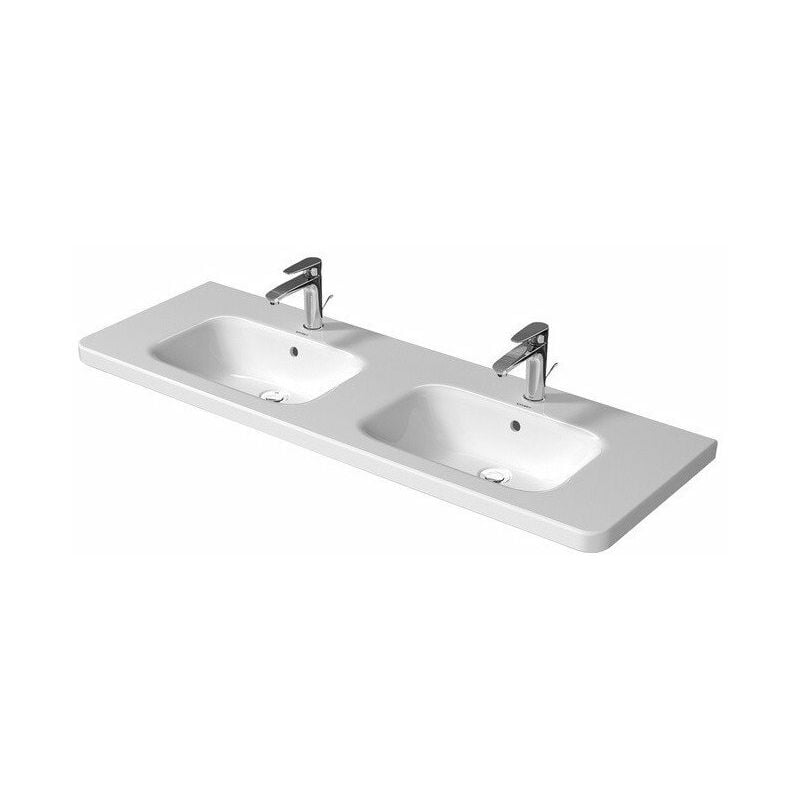 

Mueble DWT 1400mm DuraStyle blanco con grifería Overfl .. m. 3 orificios para grifos.
