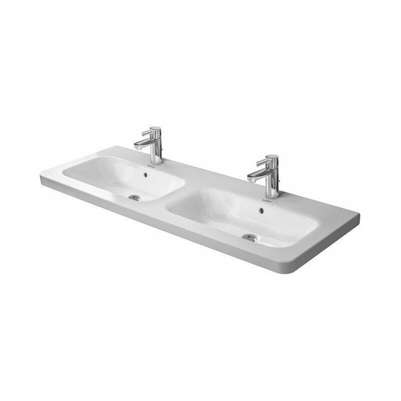 

DURASTYLE lavabo doble con plataforma para grifo rebosadero 1300x480mm 3 orificios para grifería blanco - Duravit