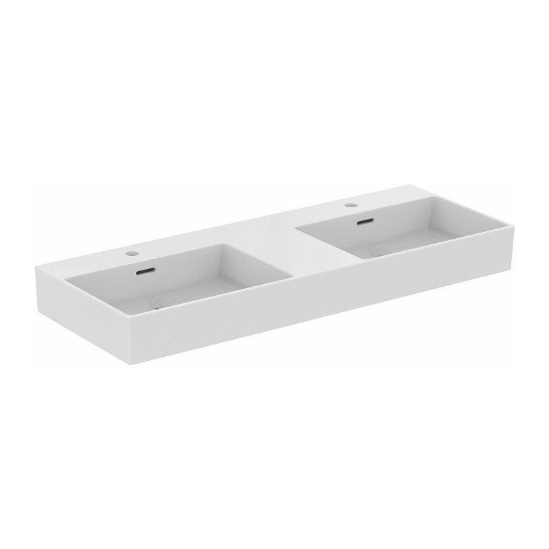 

Lavabo doble EXTRA 1200x450x150mm, lijado blanco 1 orificio para grifería cada uno, con rebosadero IDEAL STANDARD