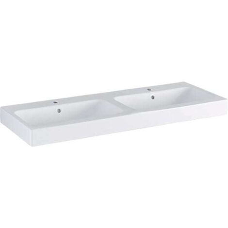 Lavabo doble Geberit iCon, 120x48,5cm, orificio para grifo central, blanco