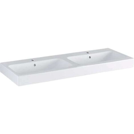 Lavabo doble Geberit iCon, 120x48,5cm, orificio para grifo central, blanco