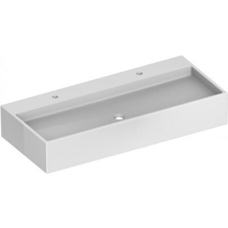 Lavabo double en céramique EDITION 90 1208 x 205 x 535 mm gris ardoise adapté aux robinetteries 1 trou KEUCO