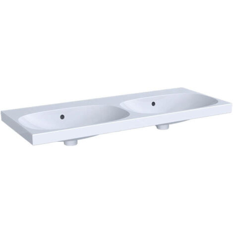 Lavabo double Geberit Acanto, fixation facile, 120x48.2cm, sans troude robinetterie, Blanc