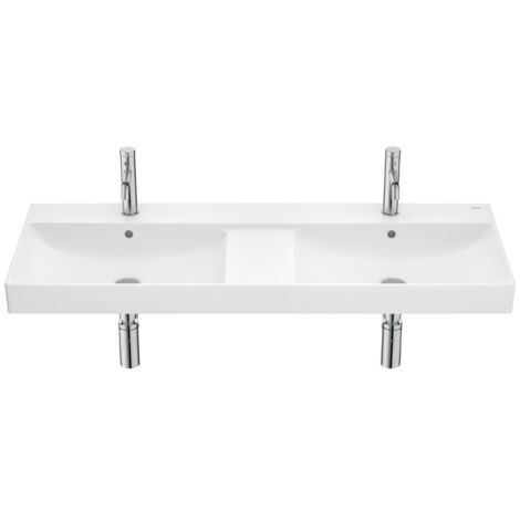 Lavabo double mural Fineceramic Ona avec jeu de fixations, 1200x460 mm, blanc mat