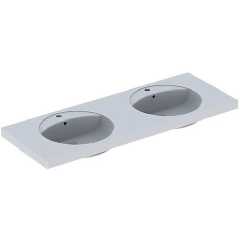 Lavabo double PRECIOSA 1300x550mm avec trou pour robinetavec trop plein blanc KT