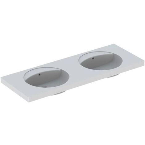 Lavabo double PRECIOSA 1300x550mm sans trou de robinetterie avec trop plein blanc KT