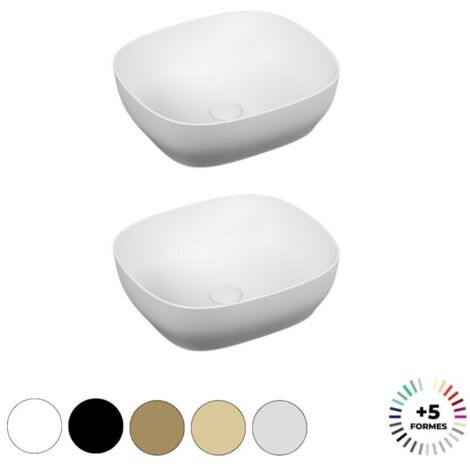 Lavabo double vasque à poser VITRA Outline, rectangle - blanc brillant Haut de gamme