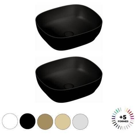 Lavabo double vasque à poser VITRA Outline, rectangle - noir mat Haut de gamme